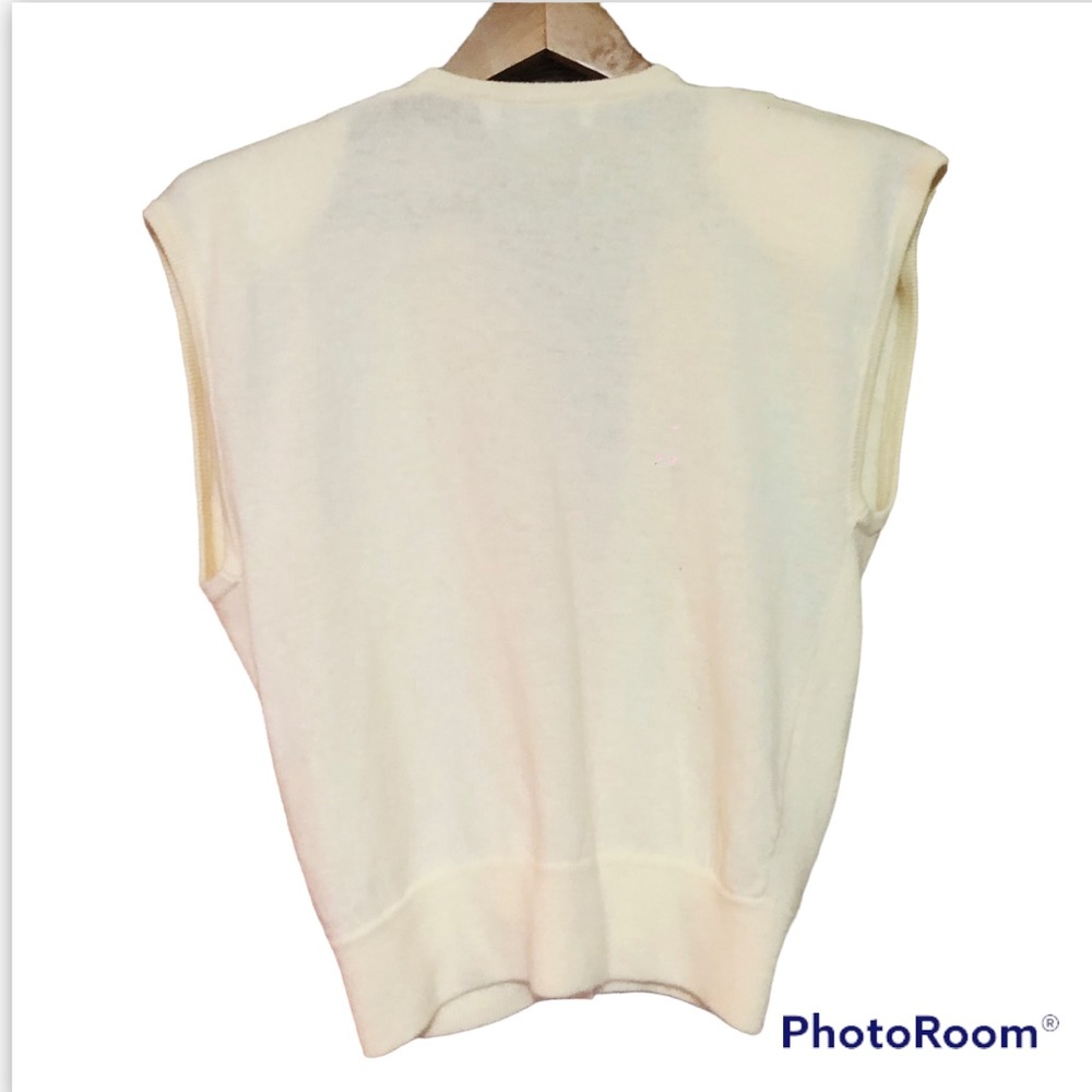 Vintage 70s 80s white wheeler & Martha light academia lambswool vest - Picture 3 of 15